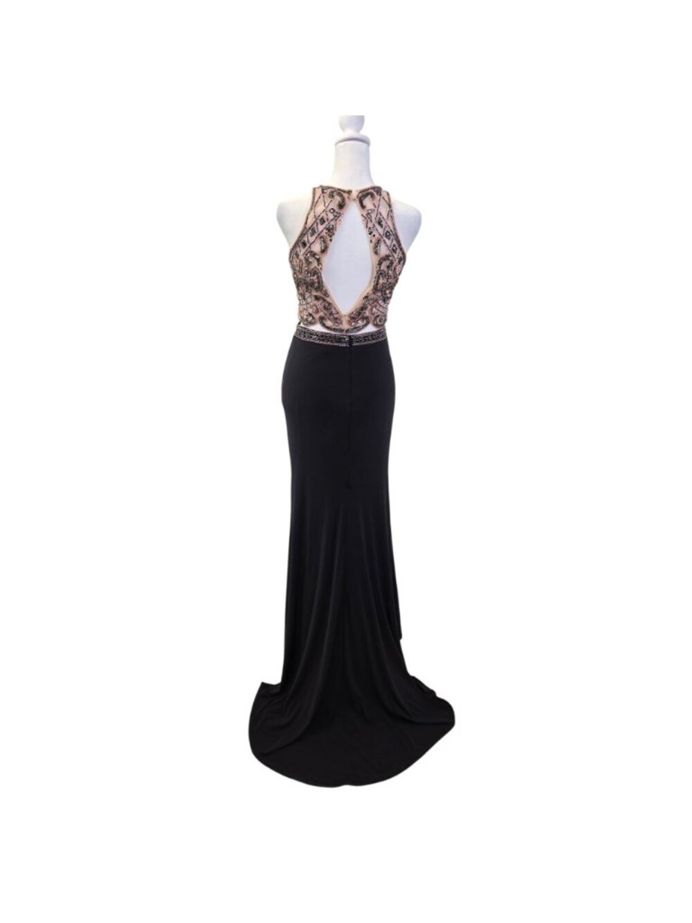 Sherri Hill Two Piece Shimmery Sleeveless Cross Stitch Beaded Gown Size 4 - Picture 2 of 12